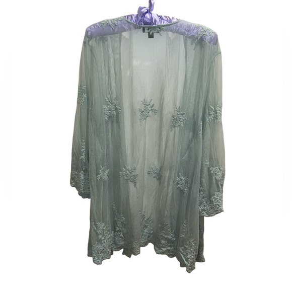 Torrid Embroidery Mesh Kimono - Mint - Picture 3 of 8